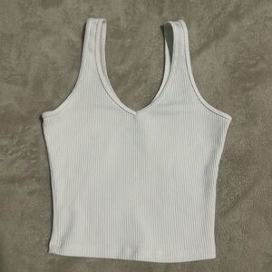Hollister Ribbed V-Neck White Tank